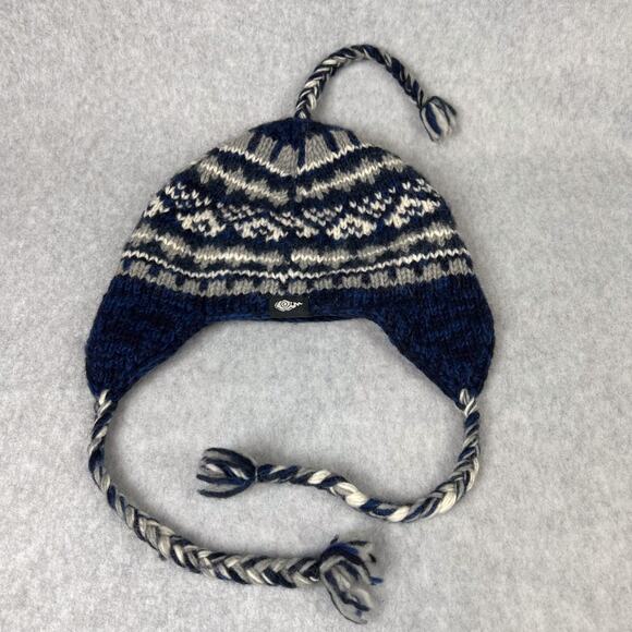 Everest Designs Blue Earflap Hat Wool Sherpa Beanie - Picture 2 of 8